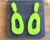 Neon Yellow Lucite Acrylic Big Dangle Statement Earrings - Sylvia