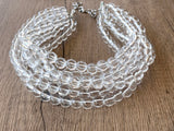 Clear Acrylic Choker Beaded Lucite Chunky Multi Strand Statement Necklace - Alana