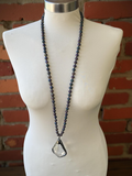 Purple Green Agate Crystal Pendant Beaded Long Necklace - San Jose