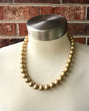 Gold Matte Acrylic Big Beaded Chunky Statement Necklace - Alana
