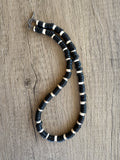 Black White Wood Beaded Mens Surfer Long Necklace - Dennis