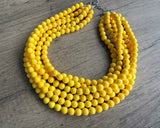 Yellow Acrylic Beaded Multi Strand Statement Necklace | Alana | DLD Jewelry