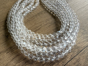 Clear Faceted Beaded Acrylic Multi Strand Chunky Statement Necklace - Evelyn