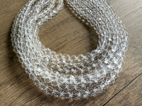 Clear Faceted Beaded Acrylic Multi Strand Chunky Statement Necklace - Evelyn