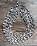 Lucite Acrylic Clear Bead Chunky Multi Strand Statement Necklace - Tessa