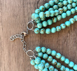 Green Turquoise Beaded Chunky Multi Strand Statement Necklace - Alana