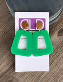 Emerald Green Acrylic Matte Lucite Big Large Statement Earrings - Heidi