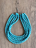 Turquoise Blue Howlite Stone Chunky Multi Strand Statement Necklace - Alana