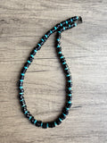 Black Wood Blue Turquoise Beaded Mens Necklace - Dennis