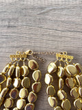 Shiny Gold Acrylic Statement Beaded Multi Strand Necklace - Nikki