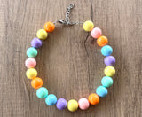 Pastel Multi Color Choker Acrylic Beaded Short Lucite Statement Necklace - Betty