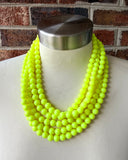 Neon Yellow Acrylic Beaded Multi Strand Statement Necklace - Alana