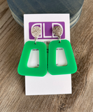 Emerald Green Acrylic Matte Lucite Big Large Statement Earrings - Heidi