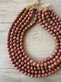 Brown Goldstone Beaded Multi Strand Statement Necklace - Alana