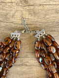 Tortoise Shell Acrylic Beaded Multi Strand Necklace - Lauren