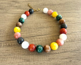 Multi Color Acrylic Beaded Choker Statement Necklace - Betty