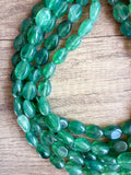 Green Acrylic Beaded Multi Strand Chunky Statement Necklace - Lauren
