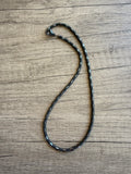 Mens Gray Hematite Stone Beaded Thin Necklace - Van