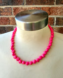 Hot Pink Beaded Statement Acrylic Chunky Multi Strand Necklace - Beth