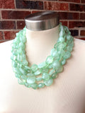 Mint Green Lucite Bead Acrylic Chunky Multi Strand Statement Necklace - Valerie