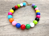 Multi Color Choker Acrylic Beaded Short Lucite Statement Necklace - Betty
