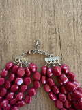 Dark Red Lucite Acrylic Beaded Chunky Multi Strand Statement Necklace - Julianna