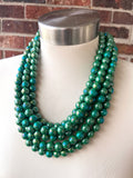 Green Iridescent Acrylic Lucite Big Bead Chunky Multi Strand Necklace - Alana