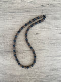 Mens Black Brown Wood Lava Rock Beaded Necklace - Mason