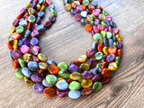 Multi Color Lucite Acrylic Chunky Multi Strand Statement Necklace - Lauren