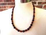 Wood Lava Rock Brown Black Mens Beaded Surfer Necklace - Rocky