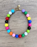 Multi Color Choker Acrylic Beaded Short Lucite Statement Necklace - Betty