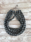 Gray Acrylic Beaded Chunky Multi Strand Statement Necklace - Julianna