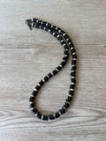 Black & White Wood Gemstone Beaded Mens Necklace - Dennis