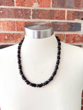 Mens Black Brown Wood Jasper Beaded Surfer Long Necklace - Mason