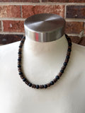 Mens Black Brown Wood Lava Rock Beaded Necklace - Dutton