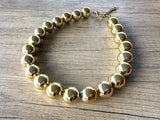 Shiny Gold Choker Acrylic Beaded Statement Necklace - Betty