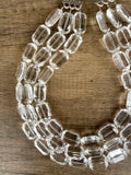 Clear Acrylic Bead Faceted Lucite Chunky Multi Strand Statement Necklace - Jenny