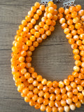 Orange Yellow Acrylic Big Bead Multi Strand Necklace - Alana