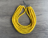Yellow Acrylic Beaded Multi Strand Statement Necklace | Alana | DLD Jewelry