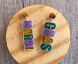 Mardi Gras Glitter Acrylic Dangle Statement Earings