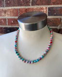 Multi Color Beaded Chunky Stone Multi Strand Statement Necklace - Michelle
