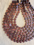 Brown Wood Bead Multi Strand Chunky Statement Necklace - Charlotte