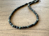 Mens Black Stone Gray Hematite Jasper Beaded Necklace - Phoenix