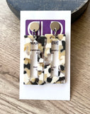 Gray Beige White Statement Big Lucite Geometric Acrylic Large Earrings - Louise