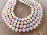 Pastel Multi Color Lucite Acrylic Bead Chunky Multi Strand Statement Necklace - Lorelai