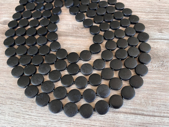Black Wood Beaded Multi Strand Chunky Statement Necklace - Charlotte