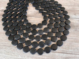 Black Wood Beaded Multi Strand Chunky Statement Necklace - Charlotte