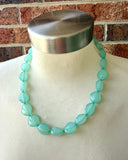 Mint Green Statement Lucite Beaded Multi Strand Necklace - Minnie