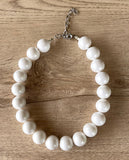 White Pearl Choker Acrylic Beaded Short Lucite Statement Necklace - Betty