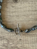 Mens Beaded Stone Gray Hematite Long Necklace - Dylan